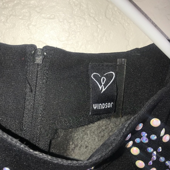 Black jumpsuit w/rhinestones from Windsor - Picture 3 of 3